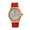 MAJESTY Japanese Miyota Movement Watch with Cubic Zirconia Dial and Red Genuine Leather Strap