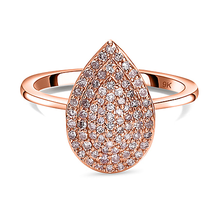 9K Rose Gold SGL Certified Natural Pink Diamond Ring 0.50 Ct