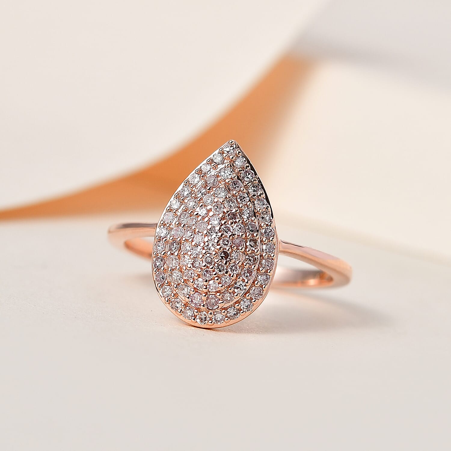 9K Rose Gold SGL Certified Natural Pink Diamond Ring 0.50 Ct