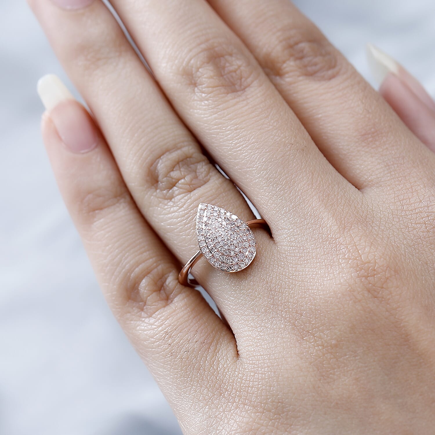 9K Rose Gold SGL Certified Natural Pink Diamond Ring 0.50 Ct