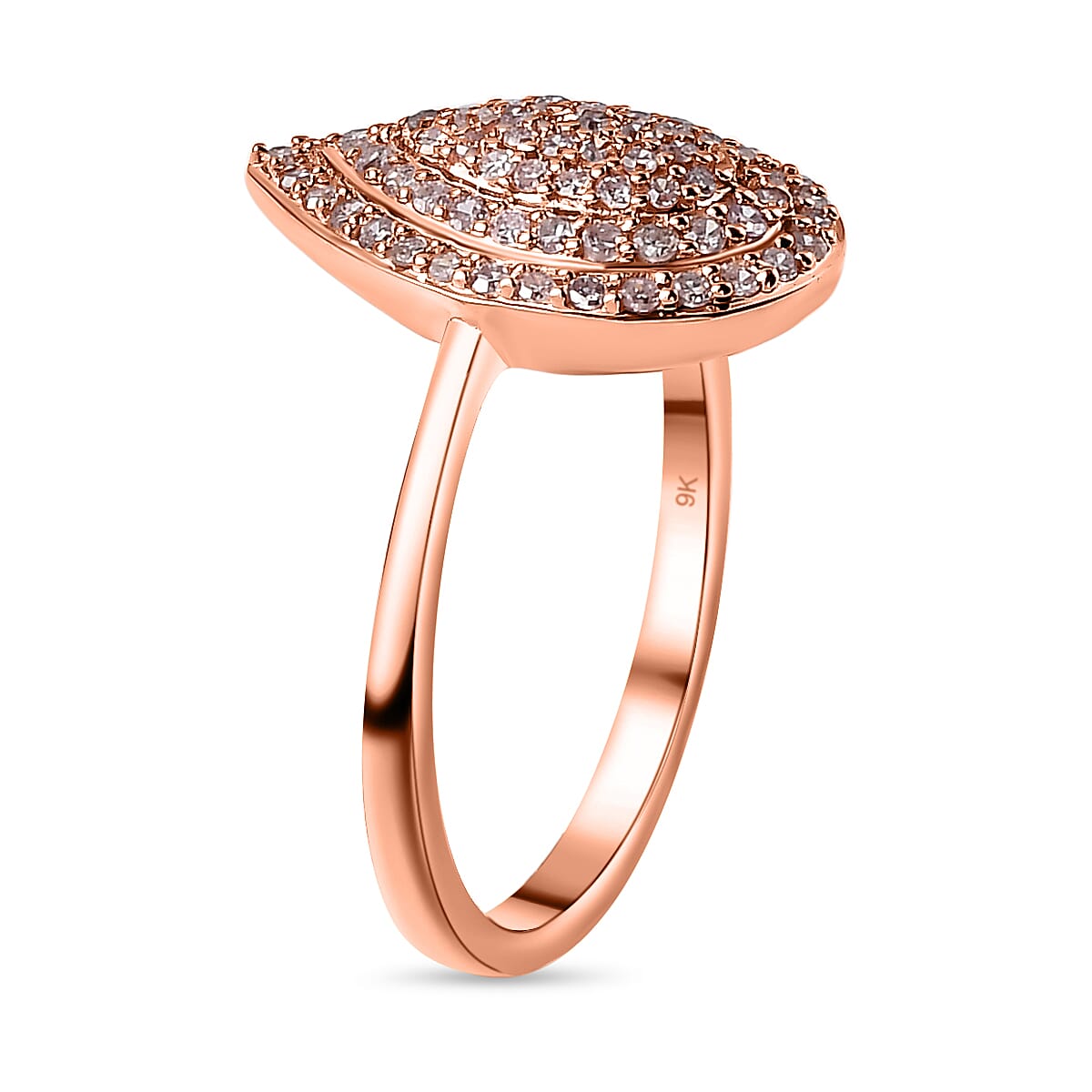 9K Rose Gold SGL Certified Natural Pink Diamond Ring 0.50 Ct