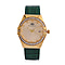 MAJESTY Japanese Miyota Movement Watch with Cubic Zirconia Dial and Green Genuine Leather Strap