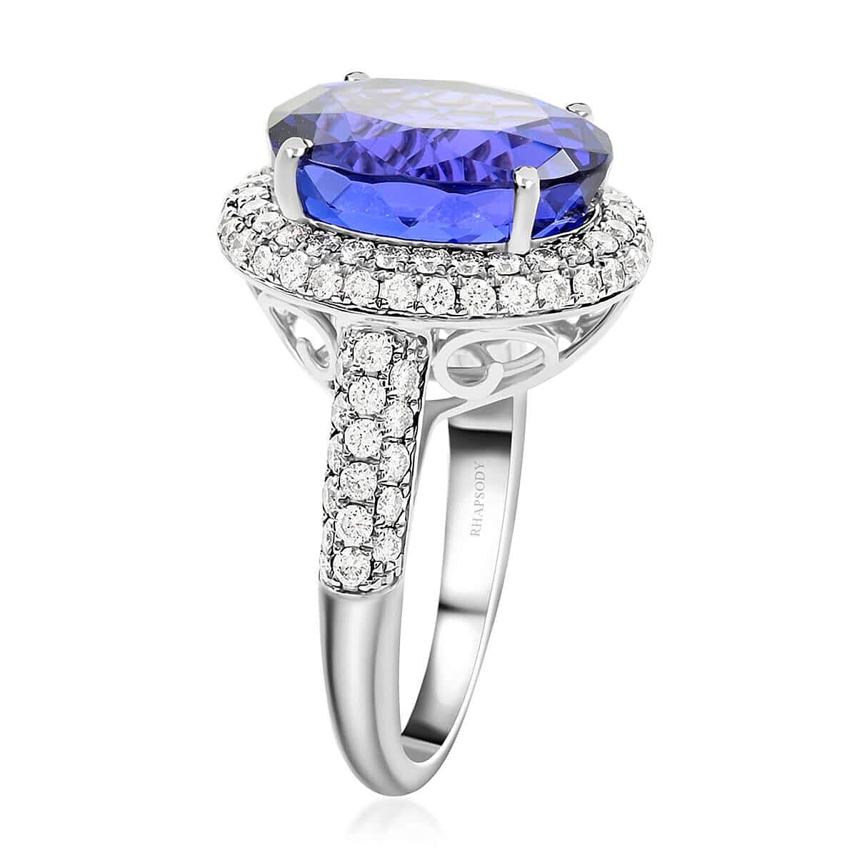 950 Platinum  AAAA  Tanzanite   White Diamond  VS Ring 10.75 ct,  Platinum Wt. 9.39 Gms  10.750  Ct.