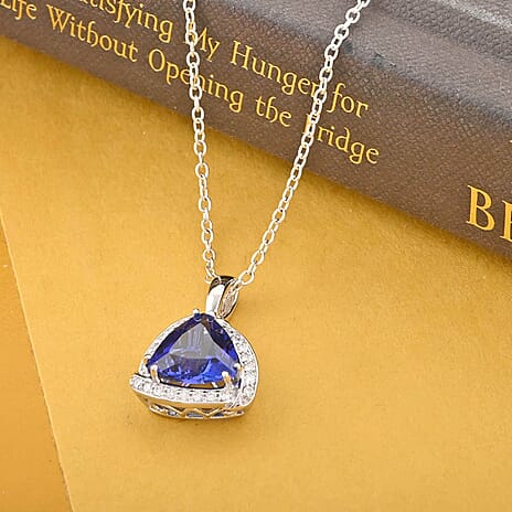 RHAPSODY 950 Platinum AGI Certified AAAA Tanzanite & White Diamond (VS-E-F) Pendant 3.65 Ct.