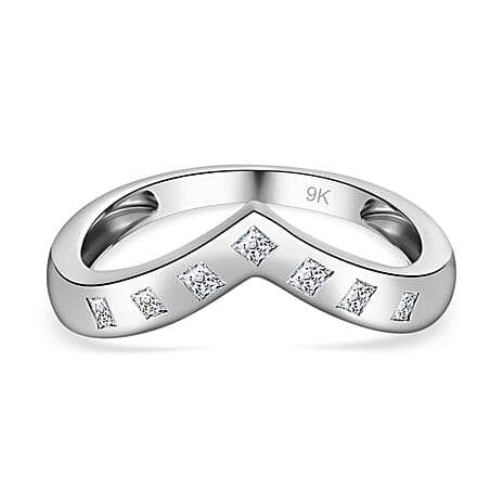 9K White Gold SGL Certified Diamond Wishbone Ring 0.25 Ct.