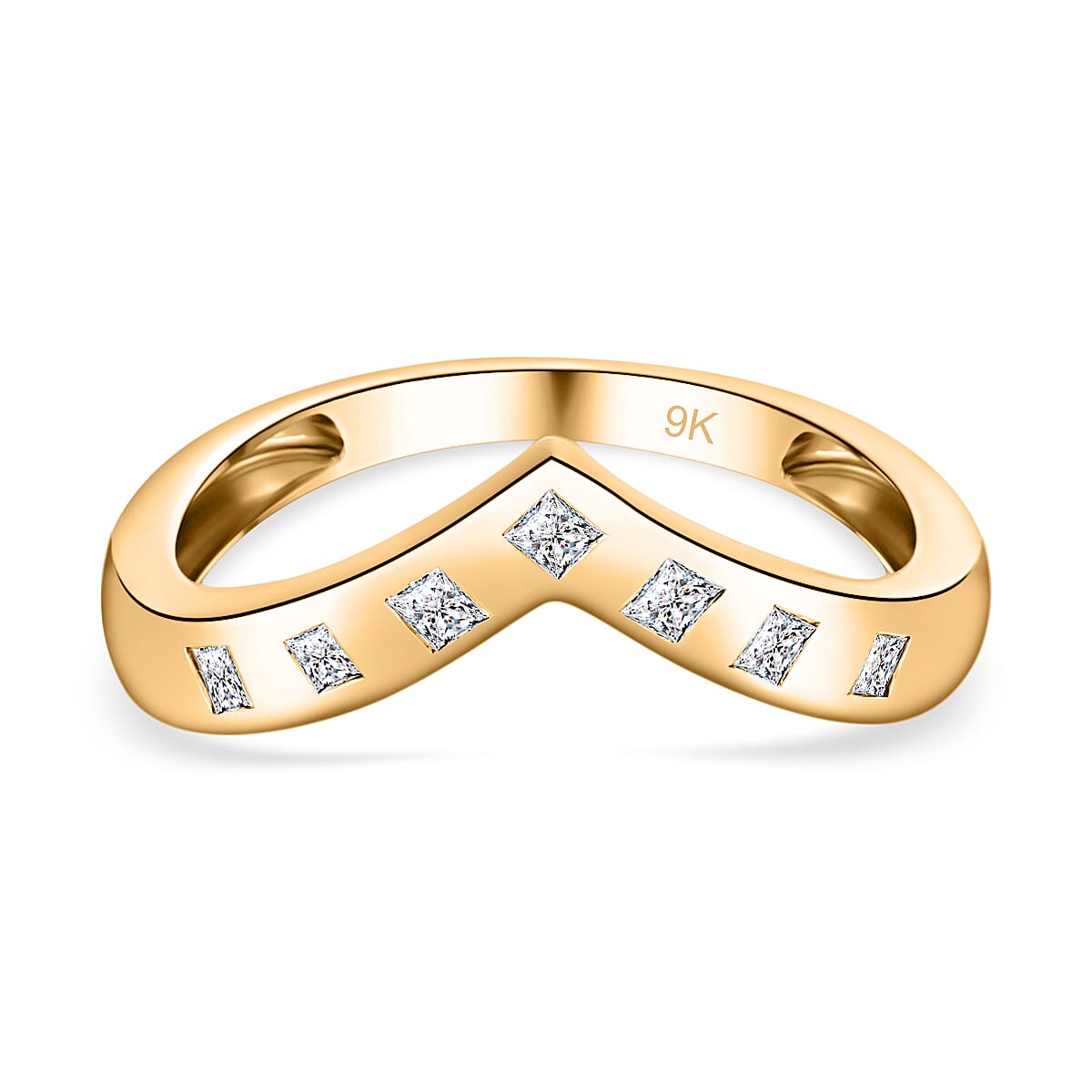9K Yellow Gold SGL Certified Diamond Wishbone Ring 0.25 Ct.