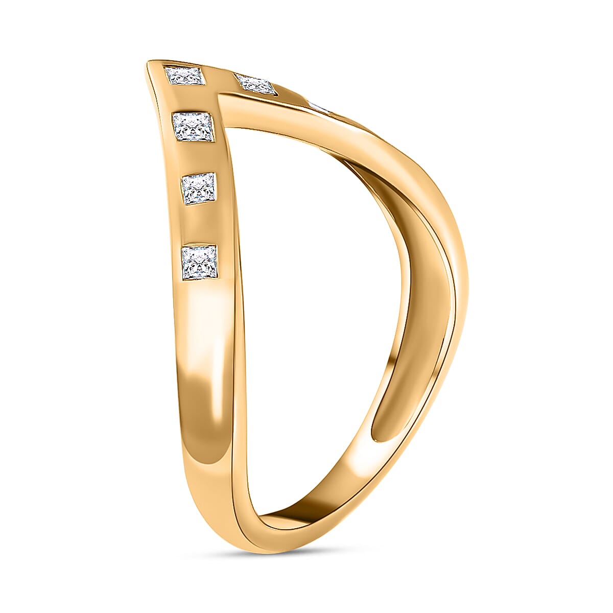 9K Yellow Gold SGL Certified Diamond Wishbone Ring 0.25 Ct.