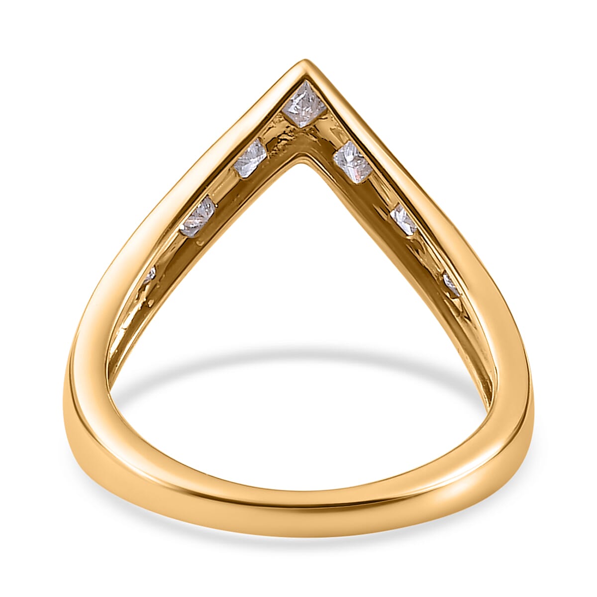 9K Yellow Gold SGL Certified Diamond Wishbone Ring 0.25 Ct.