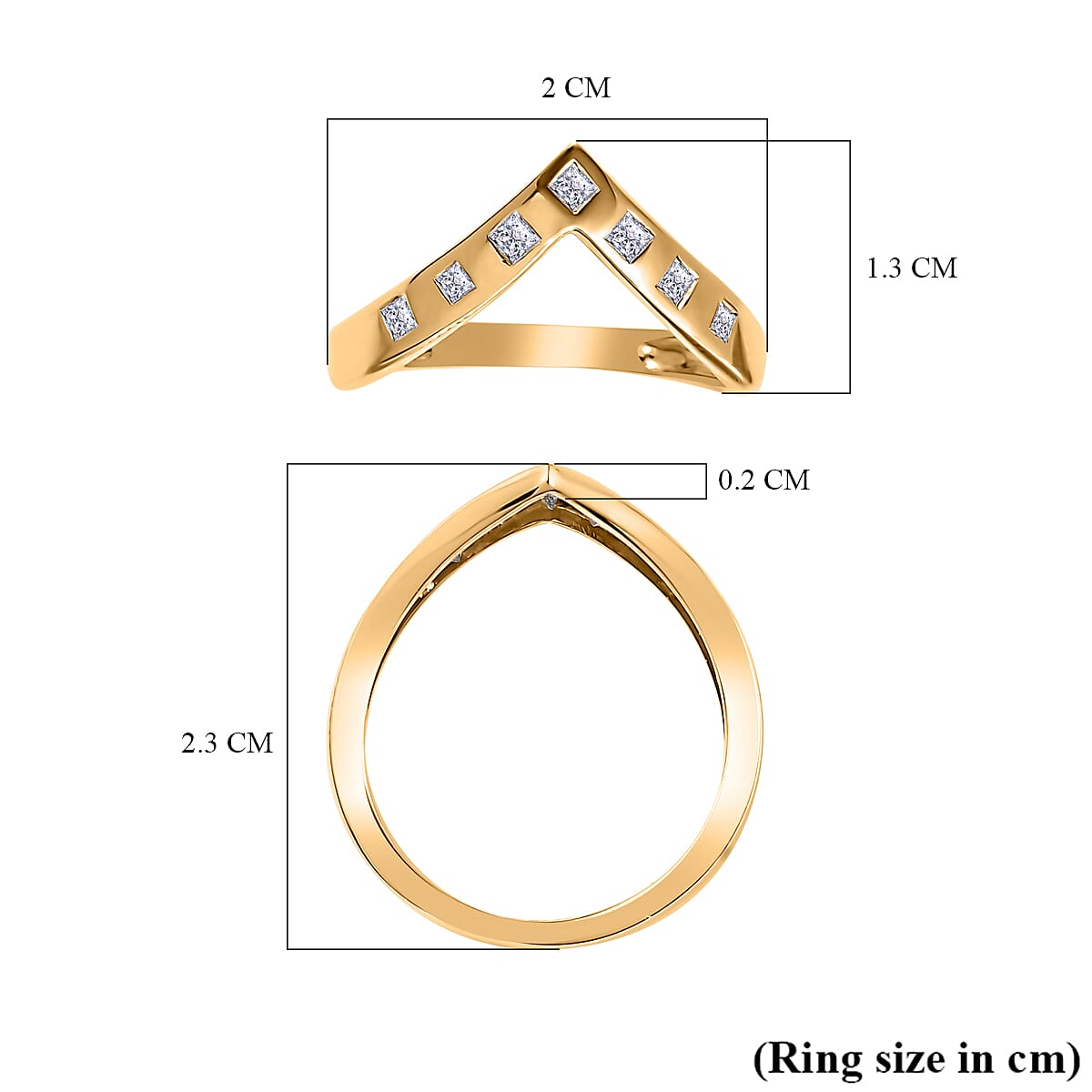 9K Yellow Gold SGL Certified Diamond Wishbone Ring 0.25 Ct.