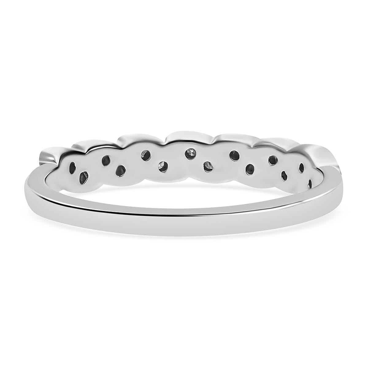 Diamond Leaf Ring in Platinum Overlay Sterling Silver 0.19 Ct