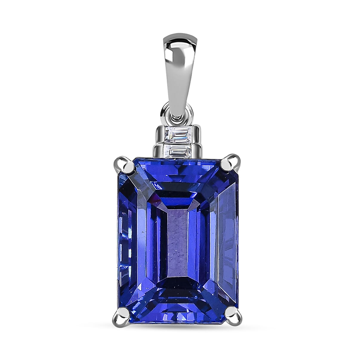 950 Platinum  AAAA  Tanzanite   White Diamond  EF, VS Solitaire Pendant 6.86 ct,  Platinum Wt. 2.8 Gms  6.860  Ct.