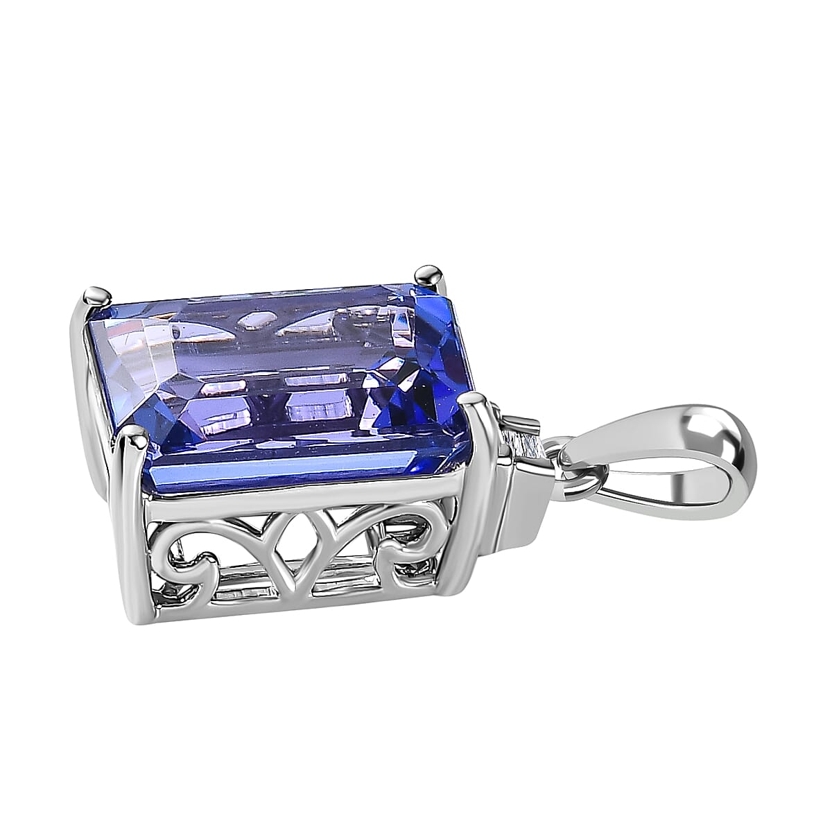 950 Platinum  AAAA  Tanzanite   White Diamond  EF, VS Solitaire Pendant 6.86 ct,  Platinum Wt. 2.8 Gms  6.860  Ct.