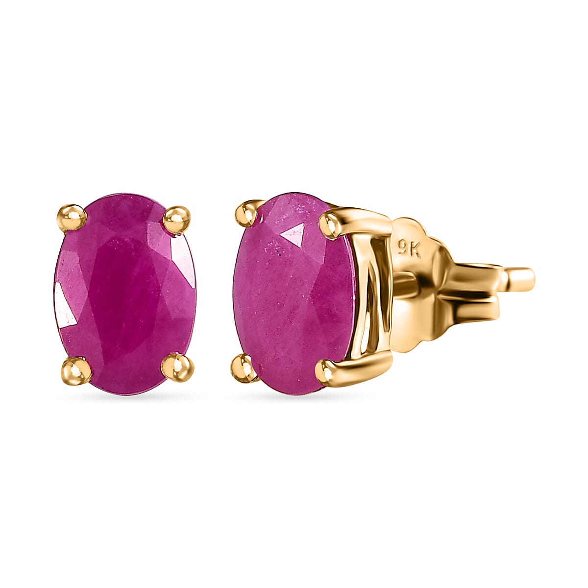 9K Yellow Gold Montepuez Ruby Solitaire Earrings 1.14 Ct.