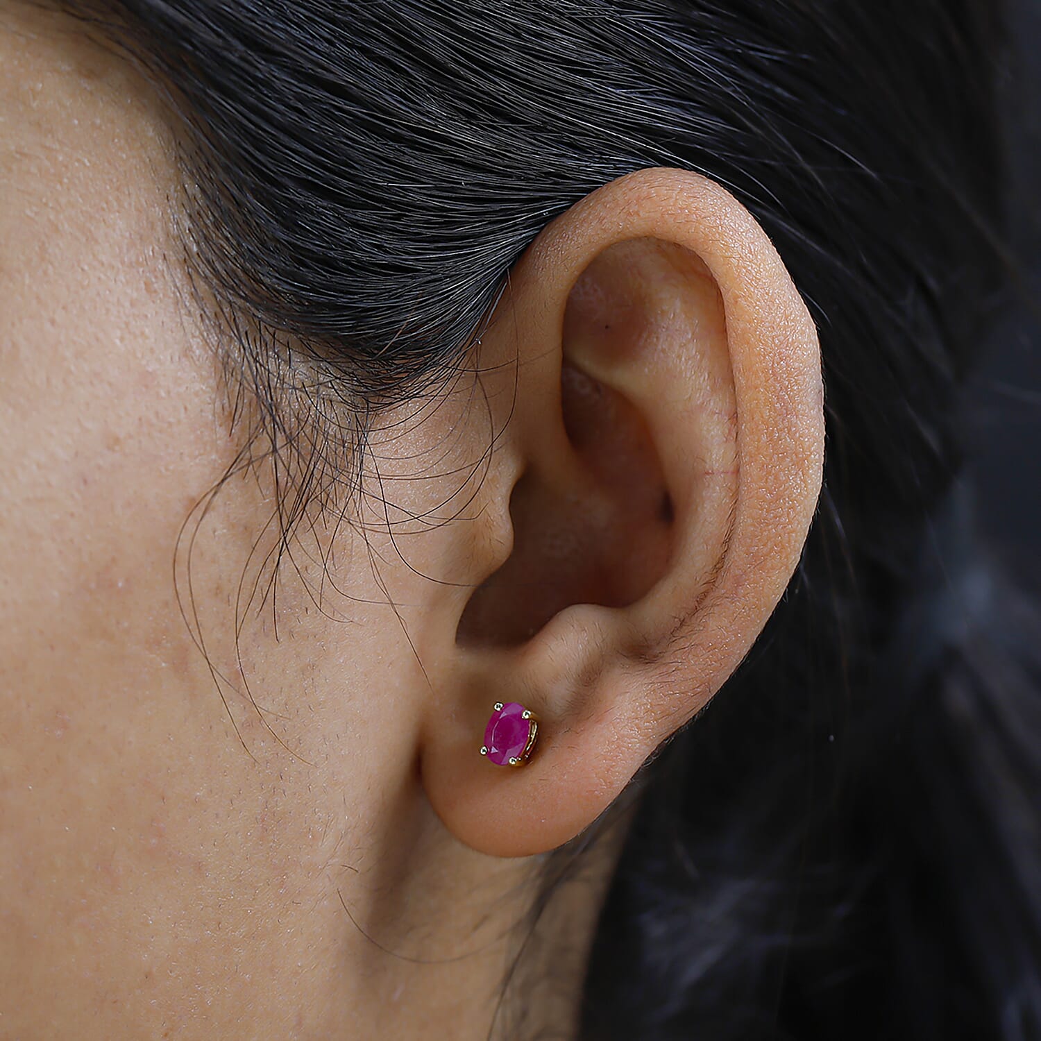 9K Yellow Gold Montepuez Ruby Solitaire Earrings 1.14 Ct.