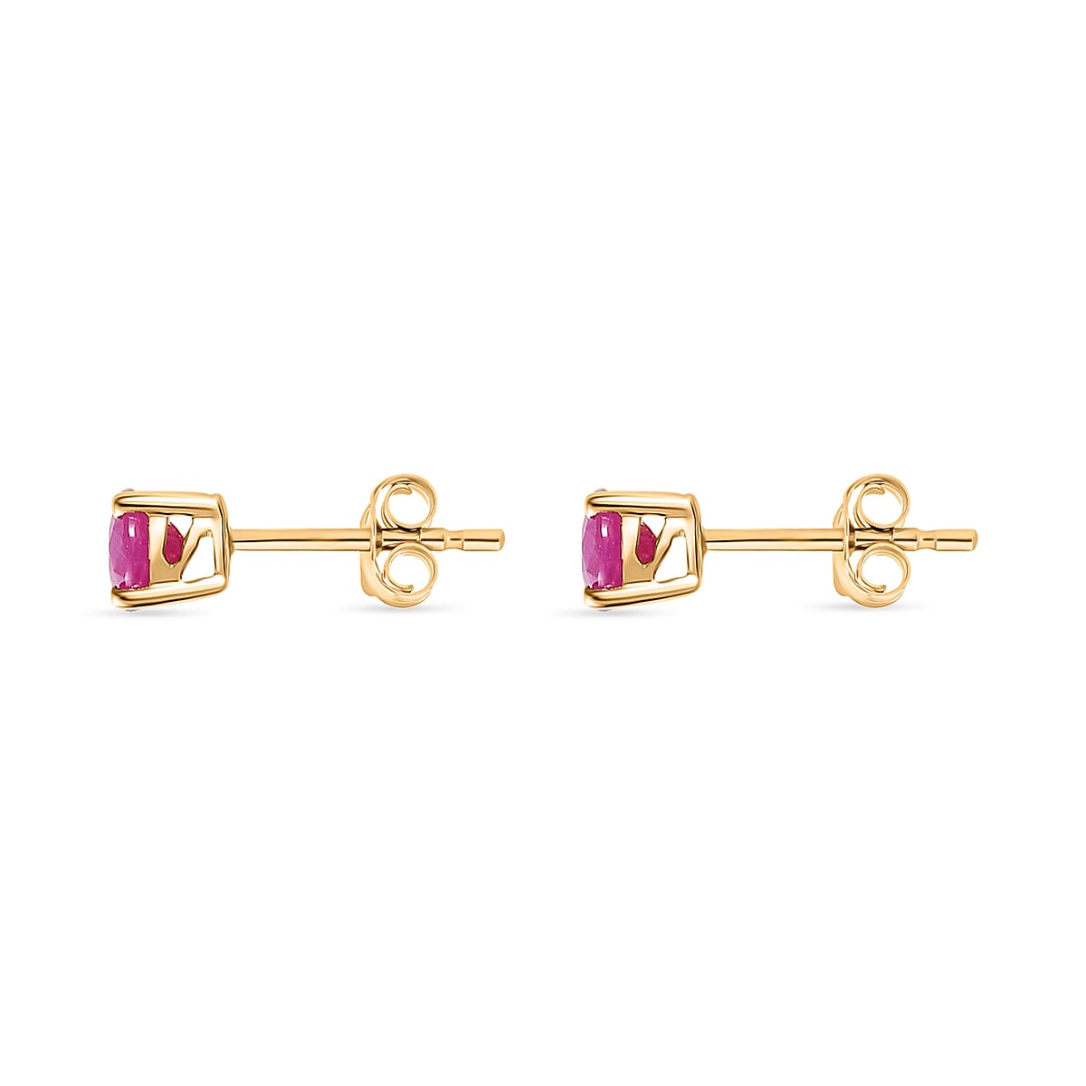 9K Yellow Gold Montepuez Ruby Solitaire Earrings 1.14 Ct.