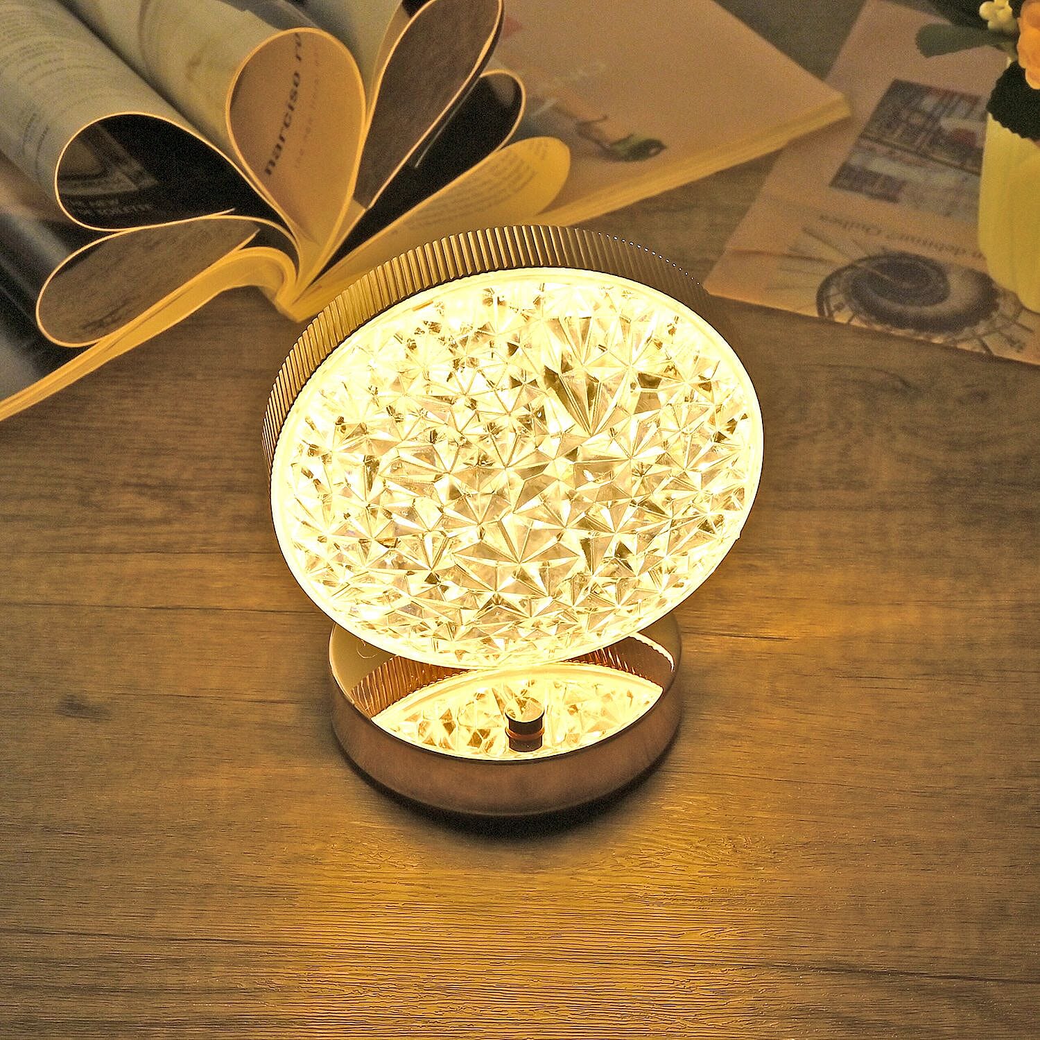 Touch Round Crystal Table Lamp - Gold