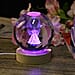 3D Engraved Moon Crystal Ball with LED RGB Colour Changing Light and Wooden Base with USB Cable