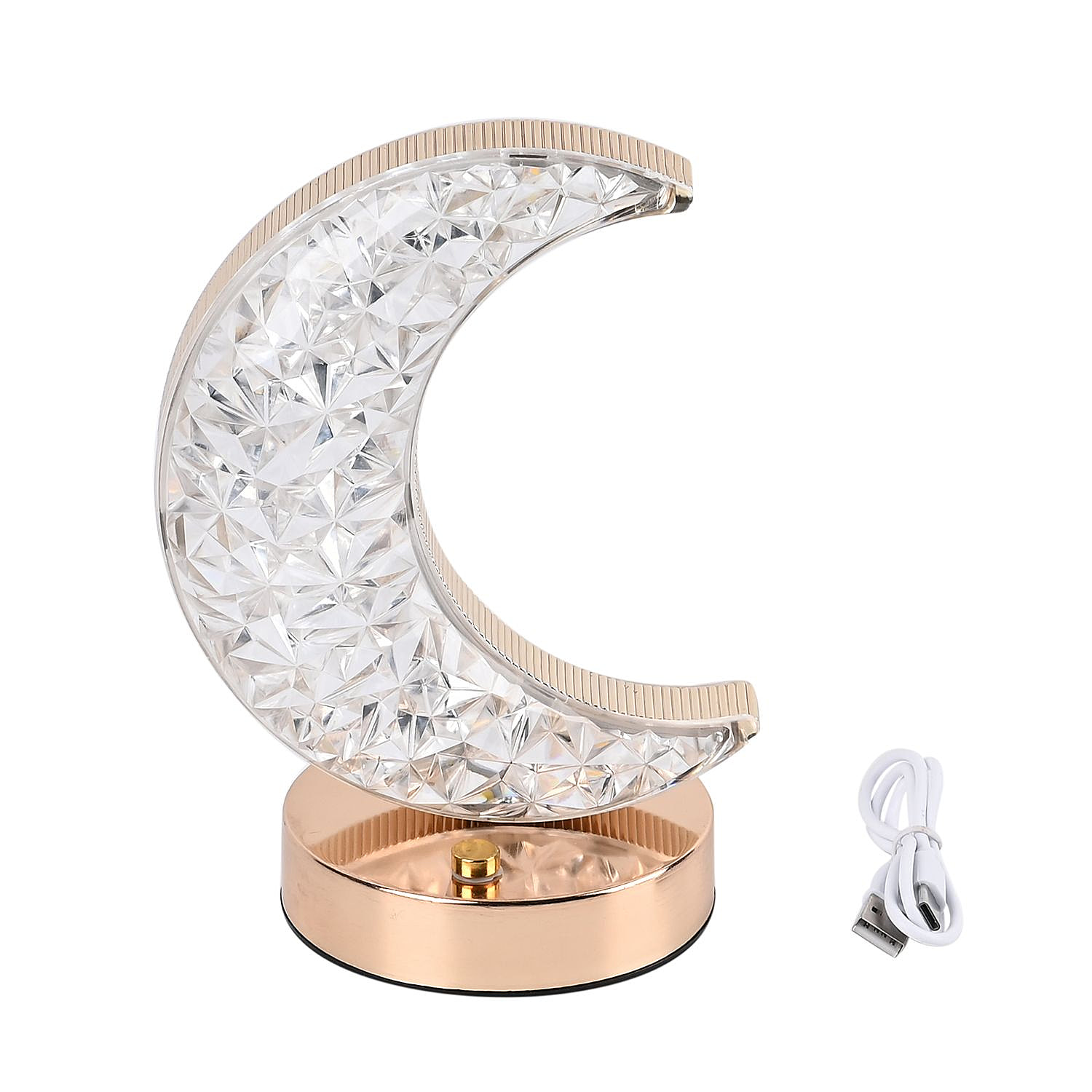 Touch Moon - Shaped Crystal Table Lamp - Gold