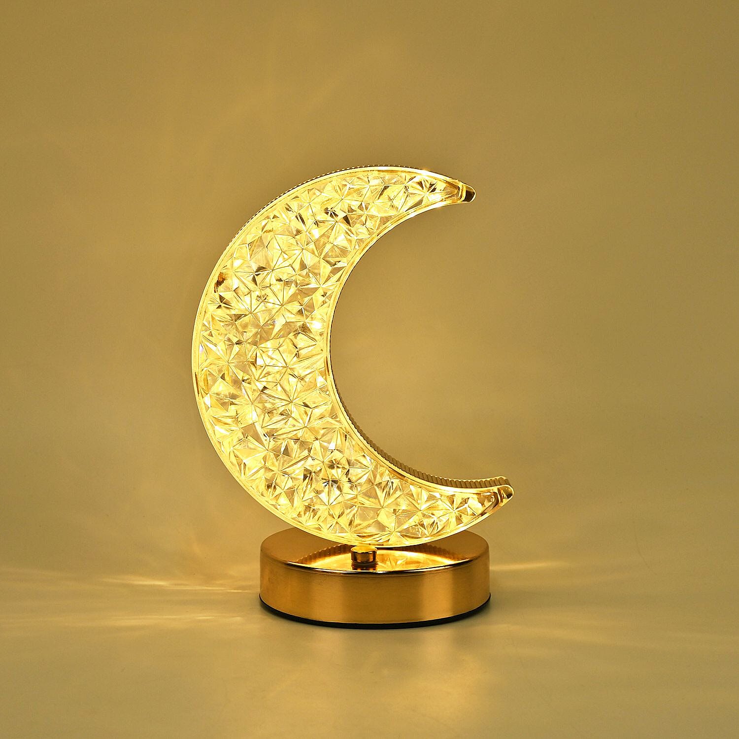 Touch Moon - Shaped Crystal Table Lamp - Gold
