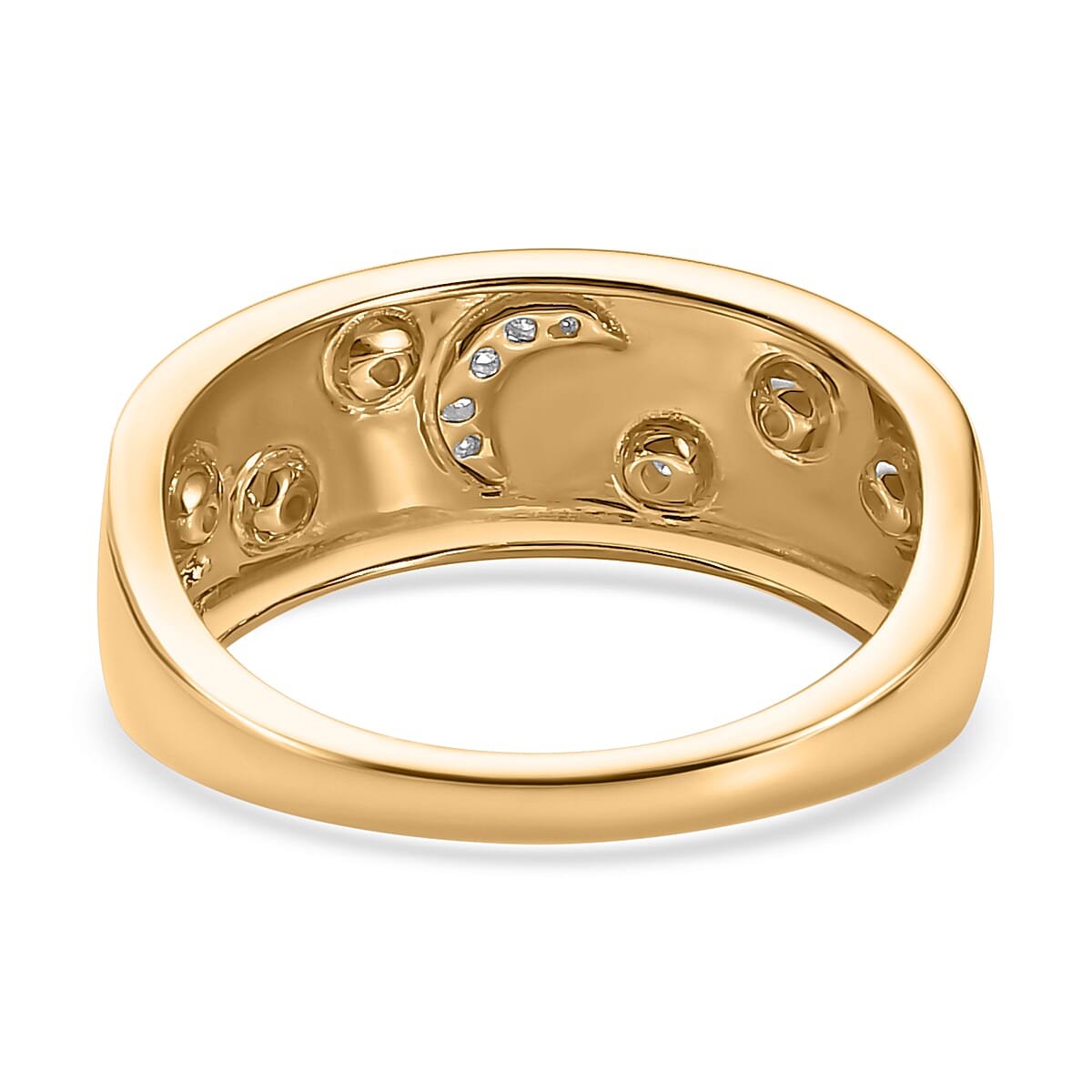 9K Yellow Gold SGL Certified Diamond Band Ring 0.10 Ct.