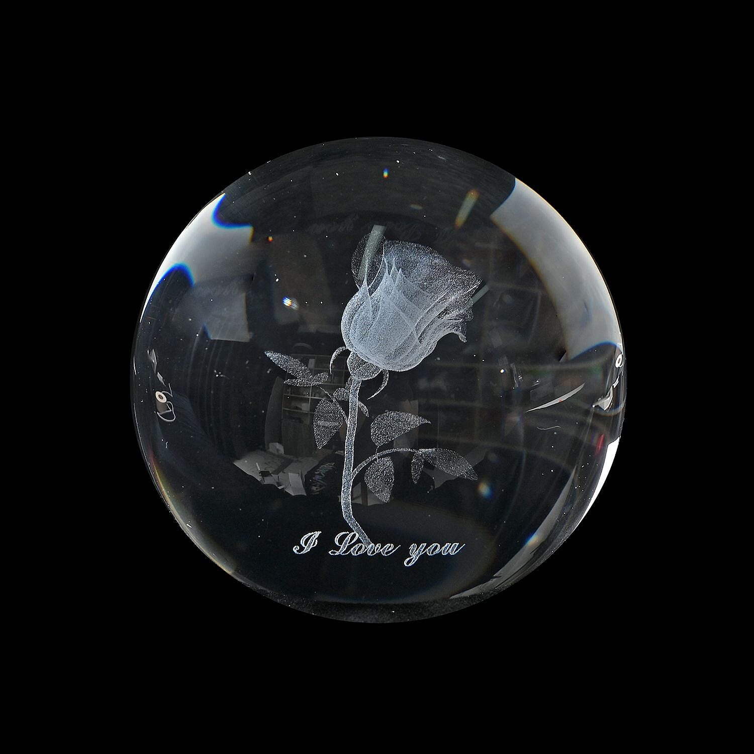  Laser Etched Dolphin Crystal Ball with Wood Base & Color Changing LED Lights