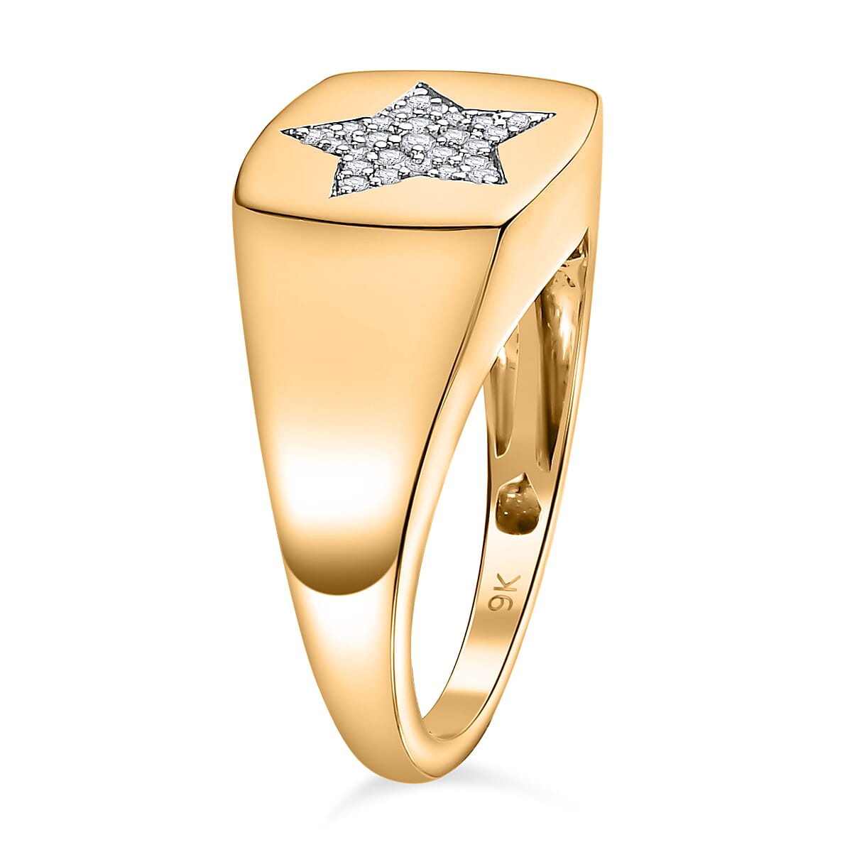 9K Yellow Gold SGL Certified Diamond Star Ring 0.15 Ct.