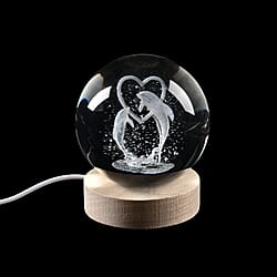 Laser Etched Galaxy Crystal Ball with Wood Base - Color Changing LED Lights