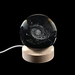 Laser Etched Galaxy Crystal Ball with Wood Base - Color Changing LED Lights