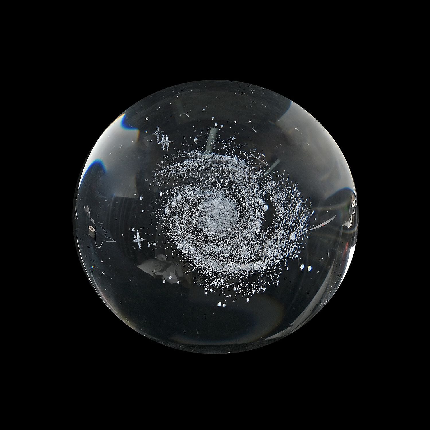 Laser Etched Galaxy Crystal Ball with Wood Base - Color Changing LED Lights