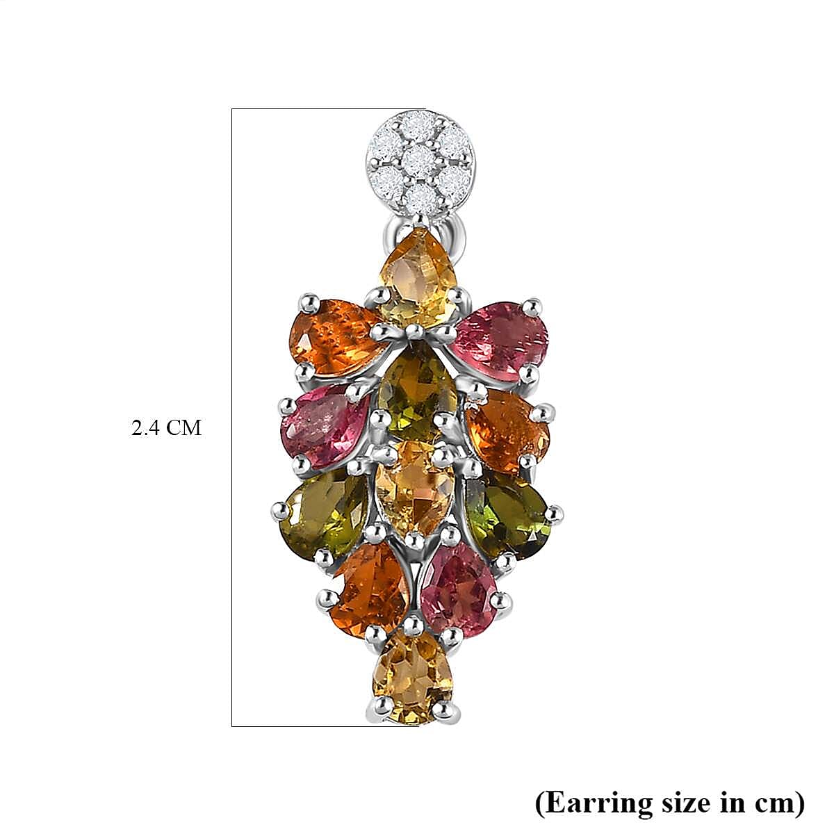 Multi-Tourmaline & Natural Zircon Dangle Earrings in Platinum Overlay Sterling Silver 3.42 Ct