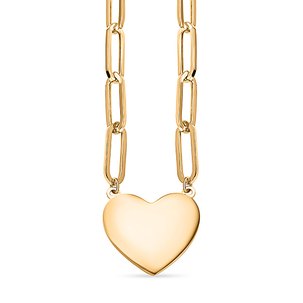 Hatton Garden Closeout- - 9K Yellow Gold Paperlink Heart Necklace (Size ...