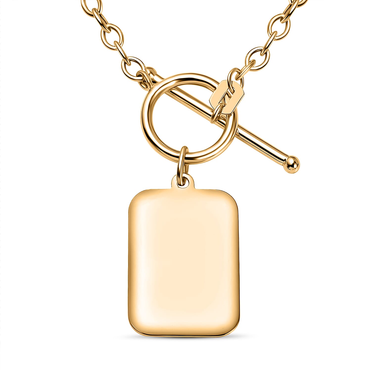 9K Yellow Gold Tag Pendant with T bar Necklace Size 20 Gold Wt. 3.5 Gms
