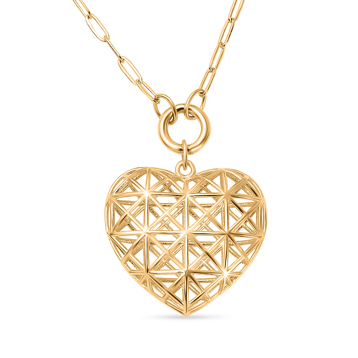 Designer Inspired - 9K Yellow Gold Heart Necklace (Size - 20), Gold Wt 3.30 Gms
