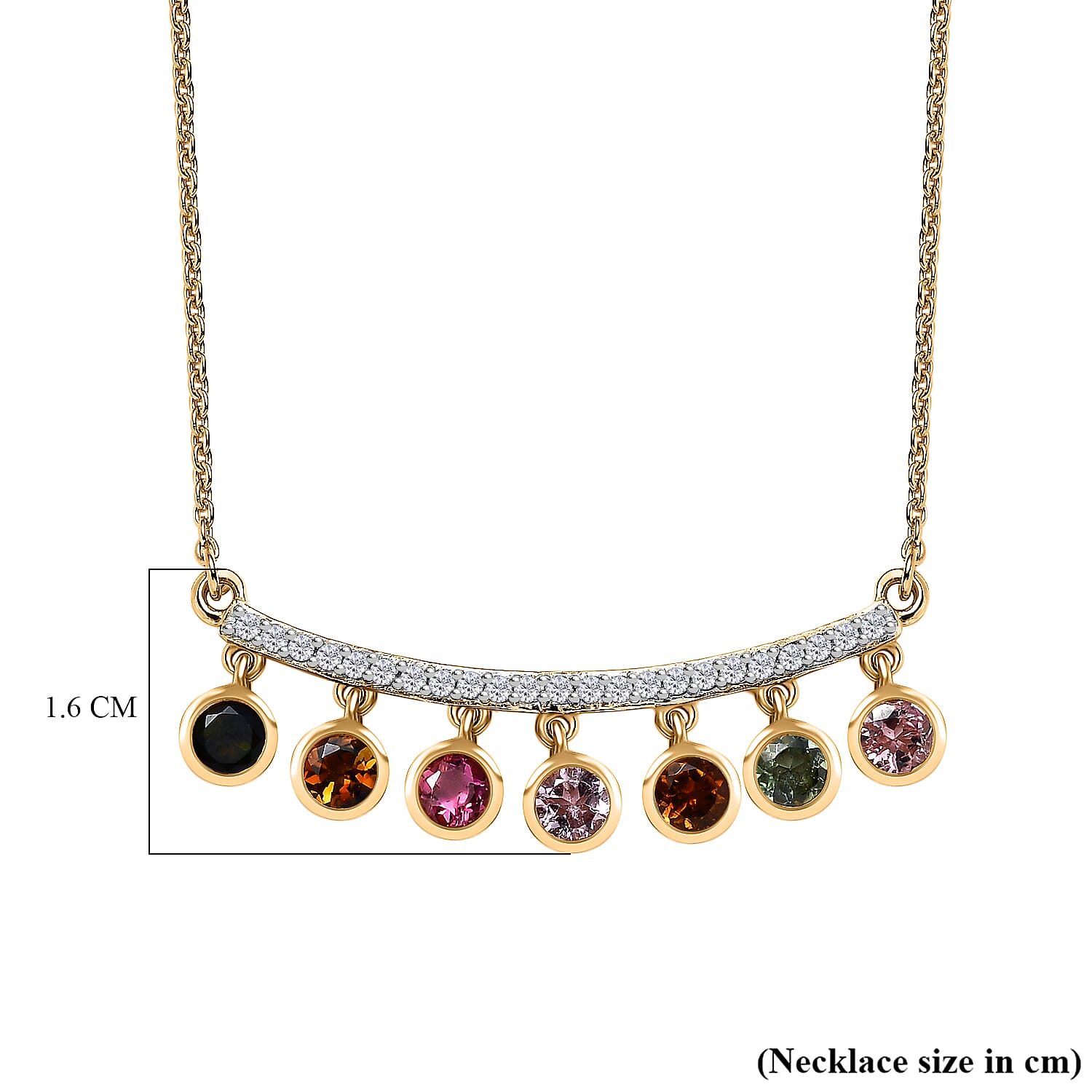 Multi-Tourmaline & Natural Zircon Necklace (Size - 20) in 18K Yellow Gold Vermeil Plated Sterling Silver 2.50 Ct