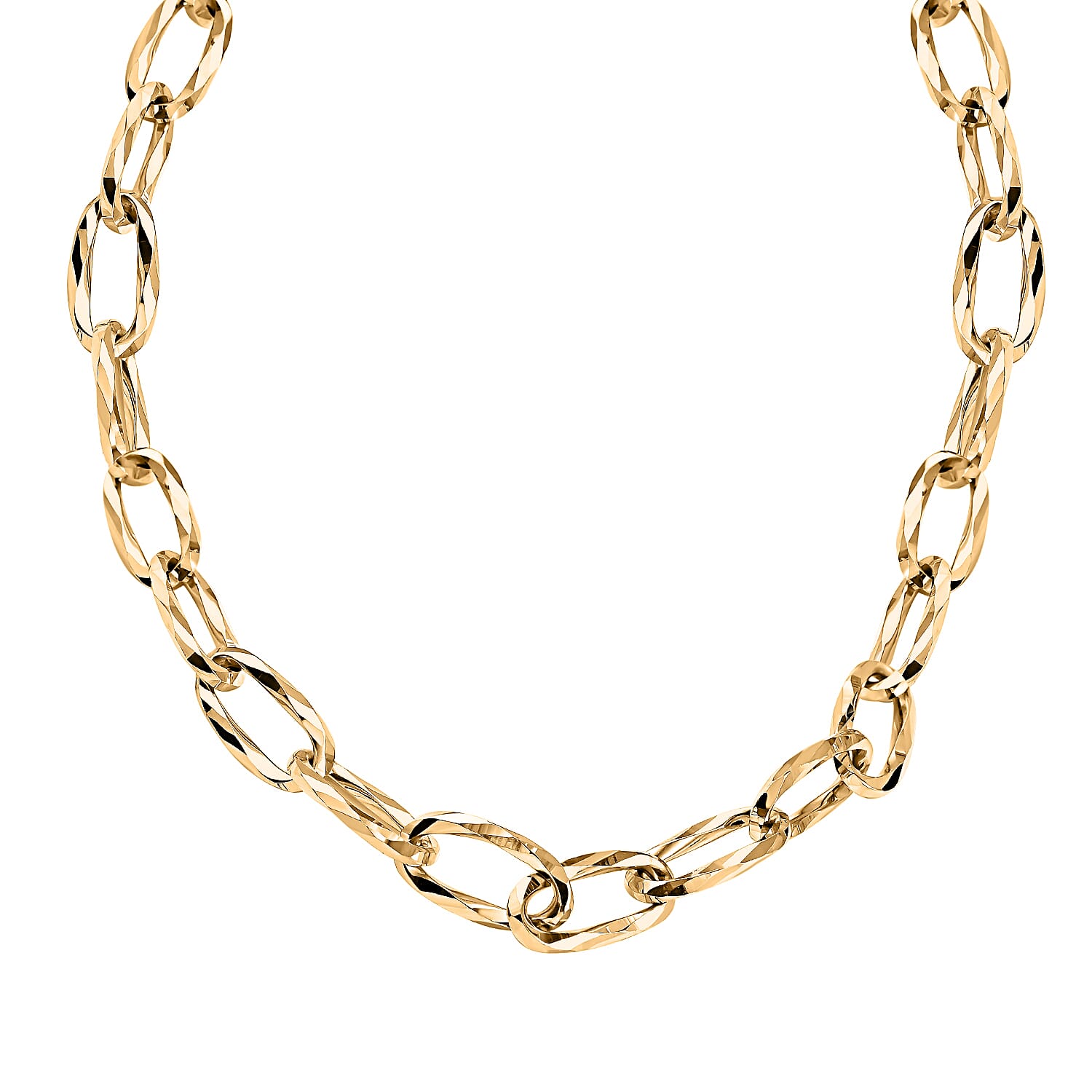 Hatton Garden Close Out - 9K Yellow Textured Paper Clip Gold Necklace (Size - 20), Gold Wt. 11.60 Gms