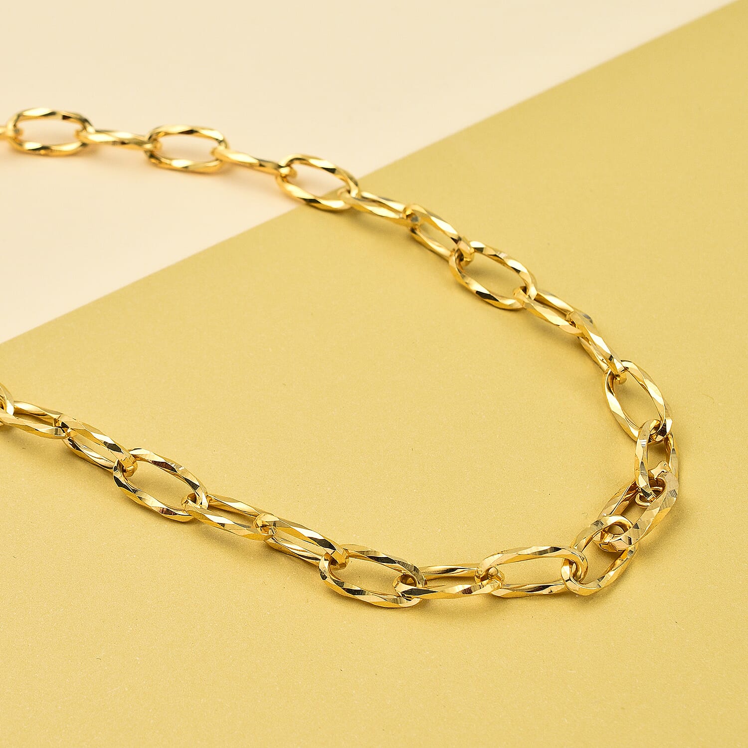 Hatton Garden Close Out - 9K Yellow Textured Paper Clip Gold Necklace (Size - 20), Gold Wt. 11.60 Gms