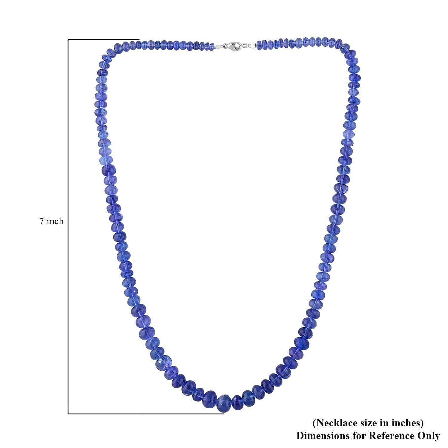 950 Platinum AGI Certified AAAA Tanzanite Necklace (Size 18) with Lobster Clasp 165.00 Ct, Platinum Wt. 2.75 Gms.