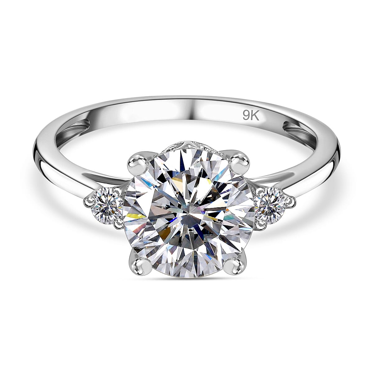 9K Yellow Gold Moissanite Ring 1.70 Ct