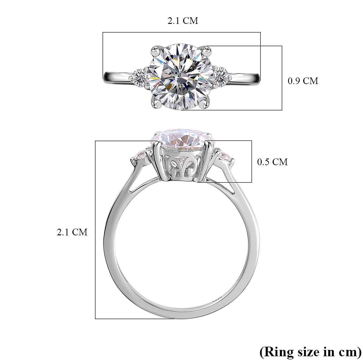 9K Yellow Gold Moissanite Ring 1.70 Ct