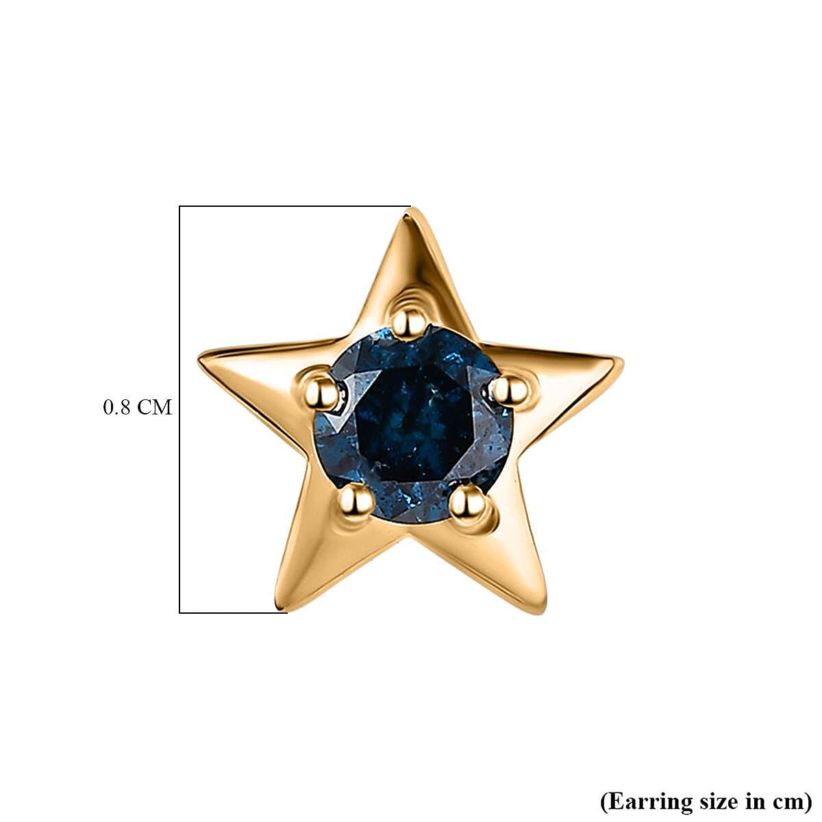 9K Yellow Gold Blue Diamond Stud Earring 0.50 ct