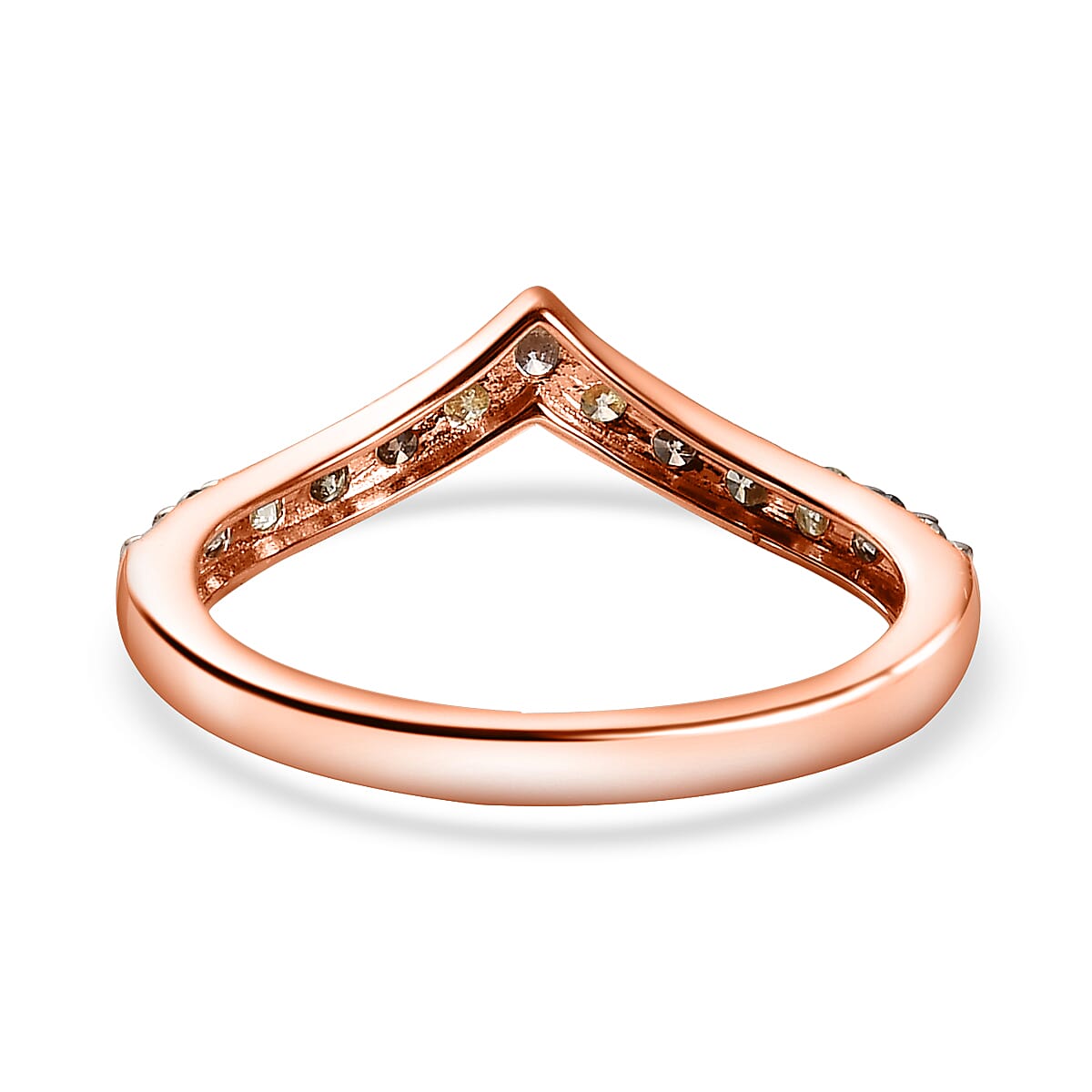 9K Rose Gold SGL Certified Pink Diamond, Champagne Diamond & Natural Yellow Diamond Wishbone Ring 0.50 Ct.
