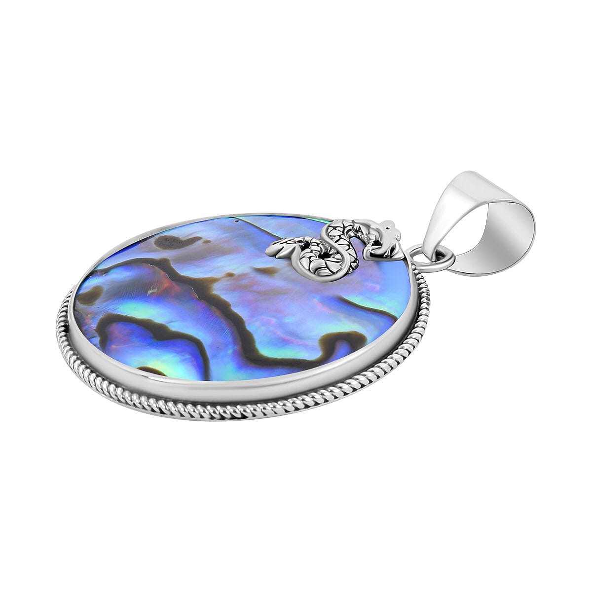 Royal Bali Dragon of Banda Sea Abalone Shell Pendant in Sterling Silver