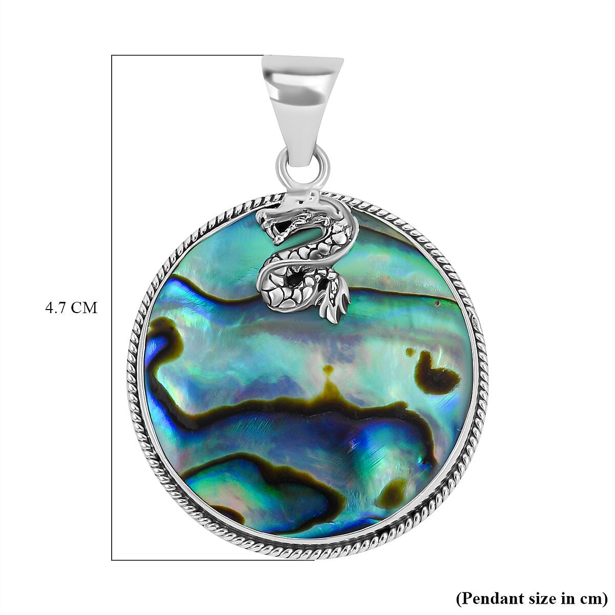 Royal Bali Dragon of Banda Sea Abalone Shell Pendant in Sterling Silver