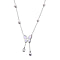 White Austrian Crystal & White Shell Pearl Butterfly Necklace (Size 20-2 inch Ext.) in Silver Tone