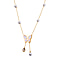 White Austrian Crystal & White Shell Pearl Butterfly Necklace (Size 20-2 inch Ext.) in Yellow Gold Tone