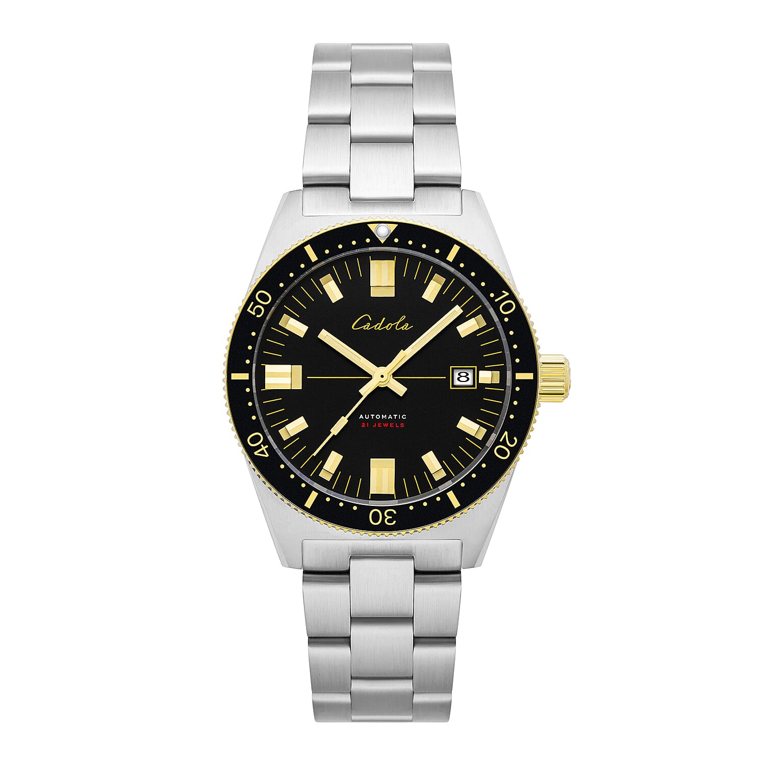 CADOLA Noumea Japanese Movement with 3 Hands Date 20ATM Water Resistant Mens Watch with Black and Stainless Steel Strap