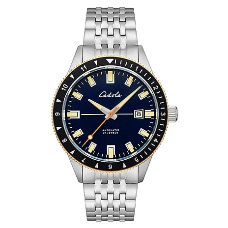 CADOLA Tahiti Japanese Automatic Movement with 3 Hands Date 20ATM Water Resistant Mens Watch with Blue and Stainless Steel Strap