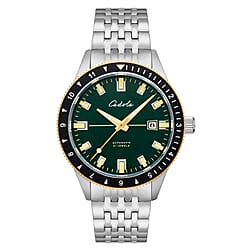 CADOLA Tahiti Japanese Automatic Movement with 3 Hands Date 20ATM Water Resistant Mens Watch with Green and Stainless Steel Strap