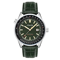 CADOLA  Aviateur Japanese Automatic Movement with 3 Hands Date 10ATM Water Resistant Mens Watch with Genuine Leather Green Strap