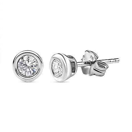9K White Gold Solitaire I3-G-H Diamond Earrings 0.21 Ct.